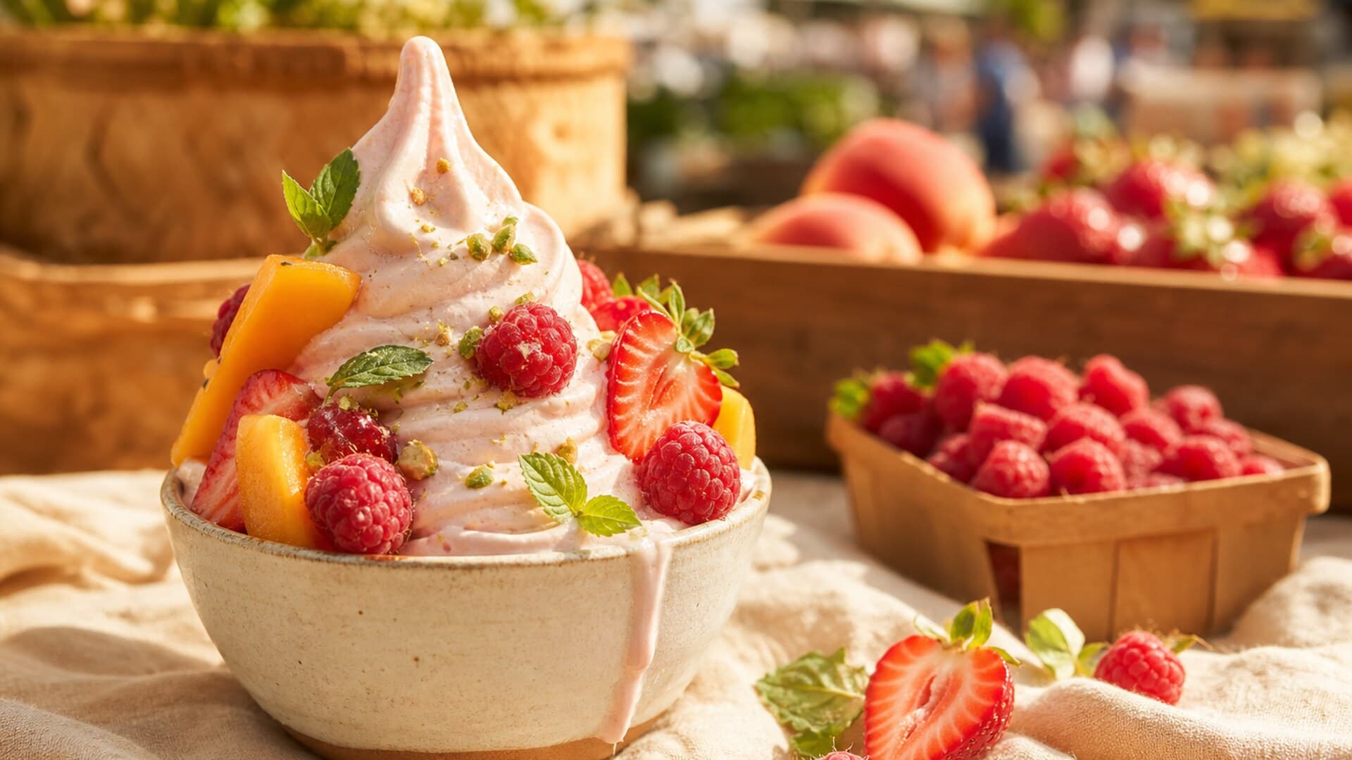 New Zealand–style real fruit ice cream swirls at The Frosty Cone